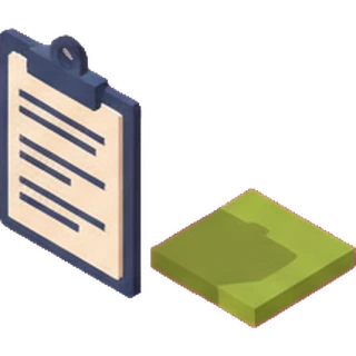 Clipboard beside a patch of lawn