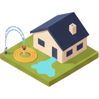 House watering a lawn outside